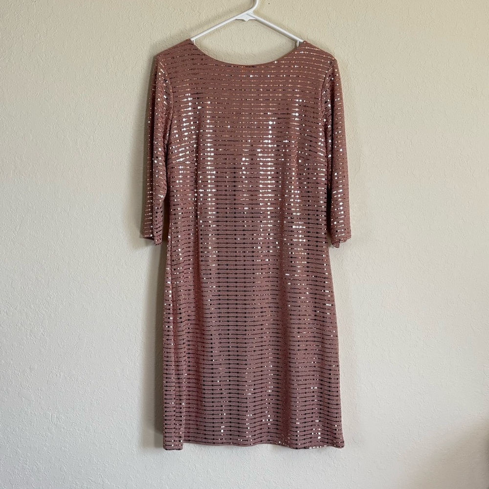 Elegant Sequin Dress in Rose Gold. Size 10